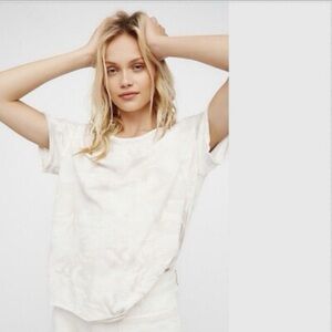 NWT Free People Women's Camo Short Sleeve Clare Tee We The Free T-Shirt Size L